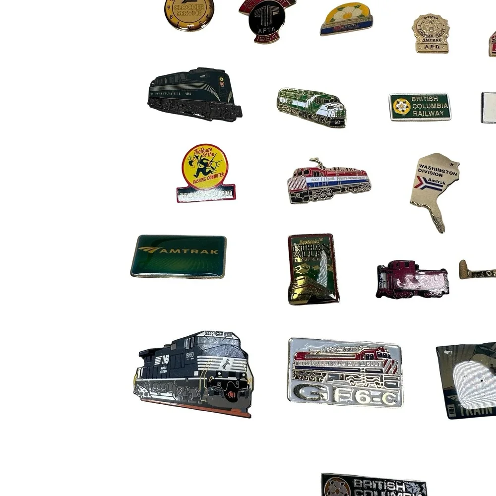 Assorted Vintage Train Railroad‎ Enamel Metal Lapel Pin Huge Lot Amtrak Employee